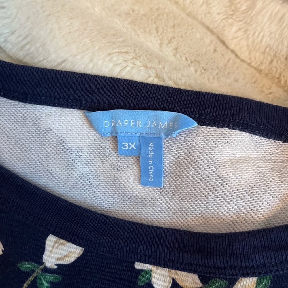 Draper James Womens 3X Blue White Preppy City Floral Comfy Winter Sweatshirt - Picture 7 of 8